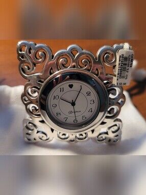 Brighton Silver Geneva Clock NWT